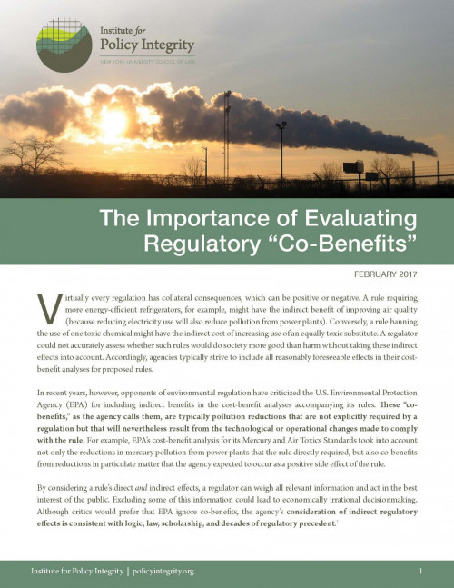 The Importance of Evaluating Regulatory "Co-Benefits" Cover