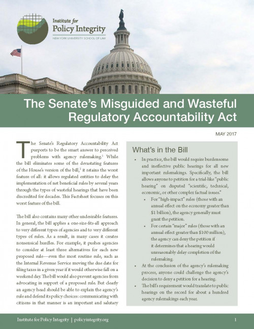 The Senate's Misguided and Wasteful Regulatory Accountability Act Cover
