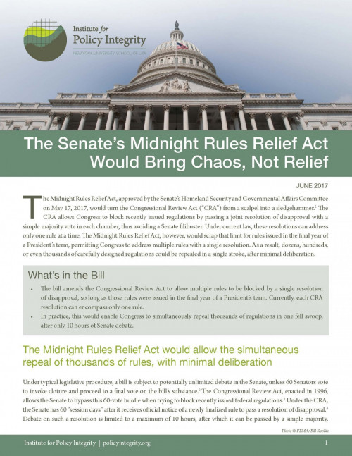 The Senate's Midnight Rules Relief Act Would Bring Chaos, Not Relief Cover