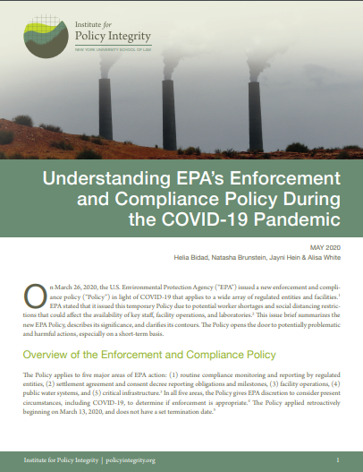Understanding EPA's Enforcement and Compliance Policy During the COVID-19 Pandemic Cover