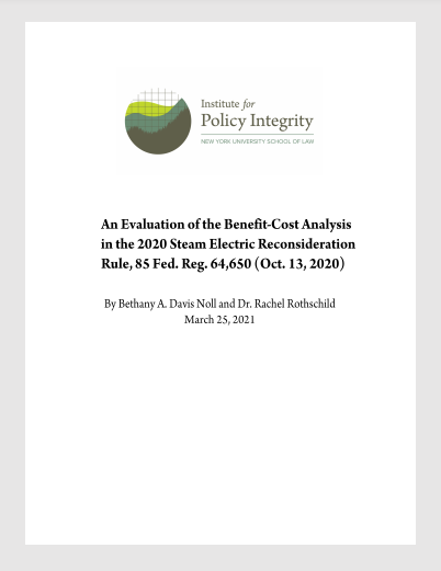 An Evaluation of the Benefit-Cost Analysis in the 2020 Steam Electric Reconsideration Rule Cover