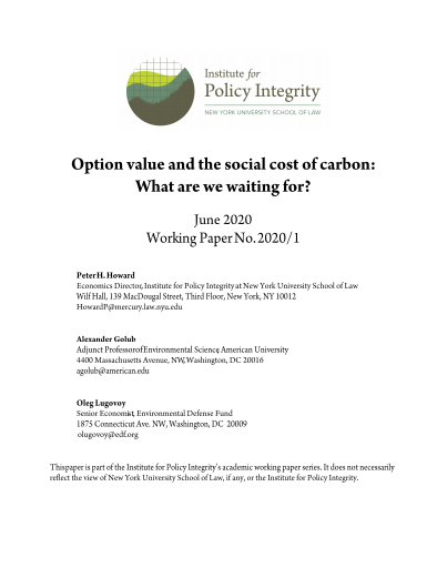 Option Value and the Social Cost of Carbon Cover
