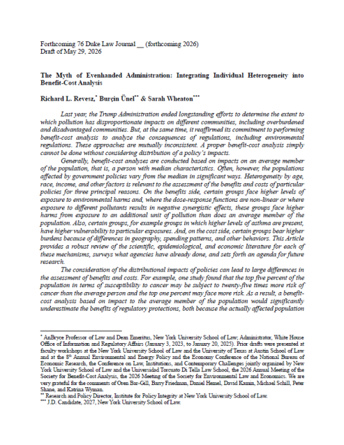 The Myth of Evenhanded Administration: Integrating Individual Heterogeneity into Benefit-Cost Analysis Cover