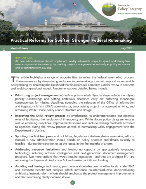 Practical Reforms for Swifter, Stronger Federal Rulemaking Cover