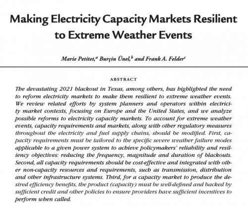 Making Electricity Capacity Markets Resilient to Extreme Weather Events Cover