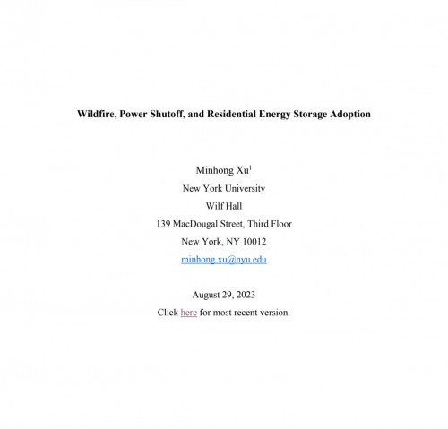 Wildfire, Power Shutoff, and Residential Energy Storage Adoption Cover