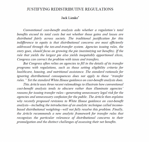 Justifying Redistributive Regulations Cover