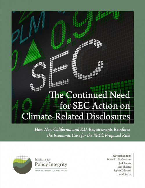 The Continued Need for SEC Action on Climate-Related Disclosures Cover