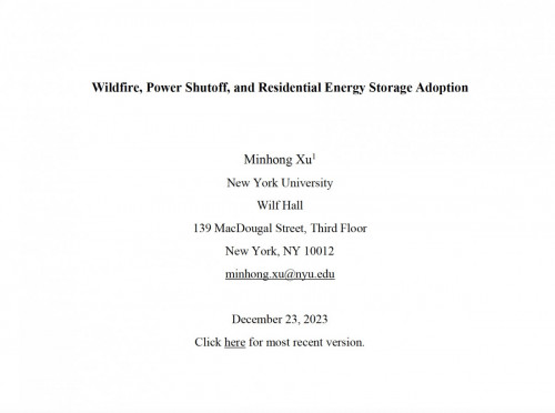 Wildfire, Power Shutoff, and Residential Energy Storage Adoption Cover