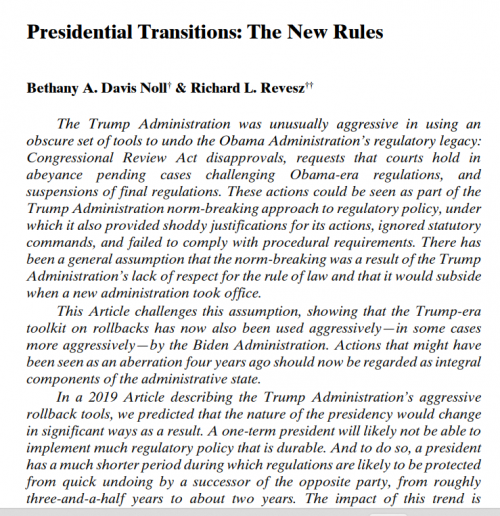 Presidential Transitions: The New Rules Cover