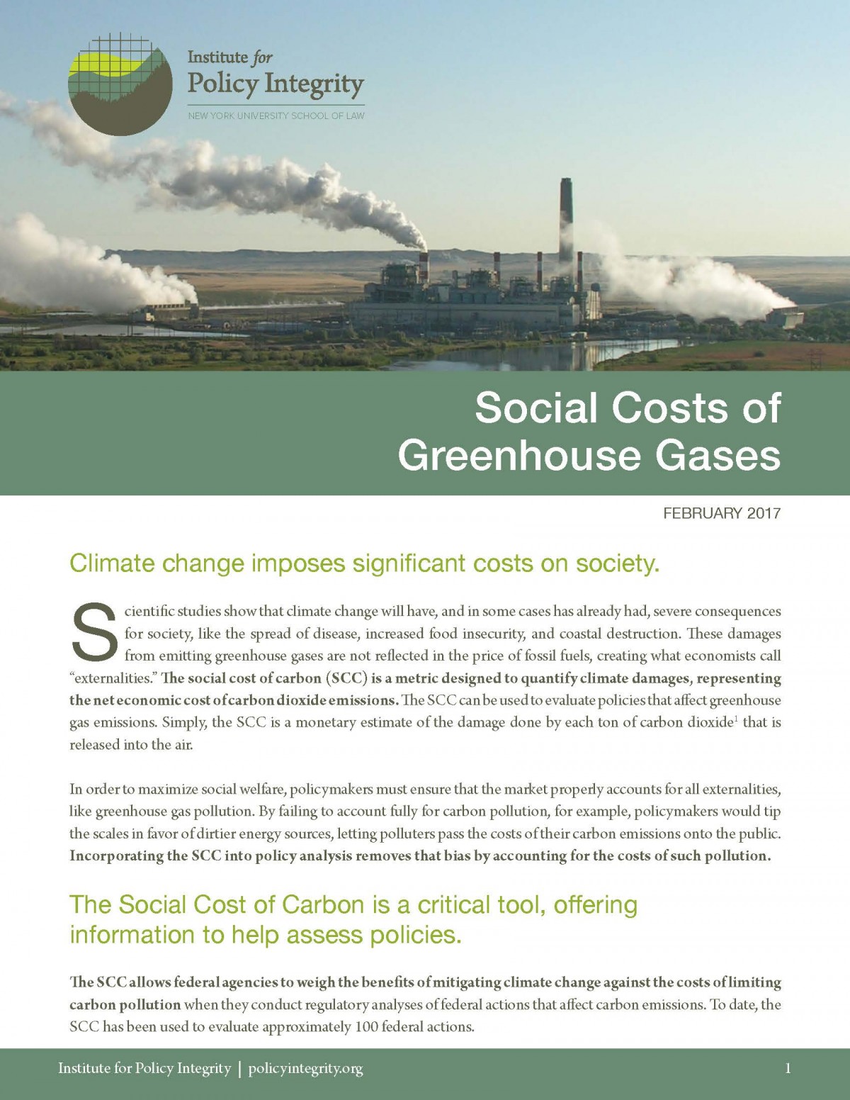 Social Costs Of Greenhouse Gases Institute For Policy Integrity